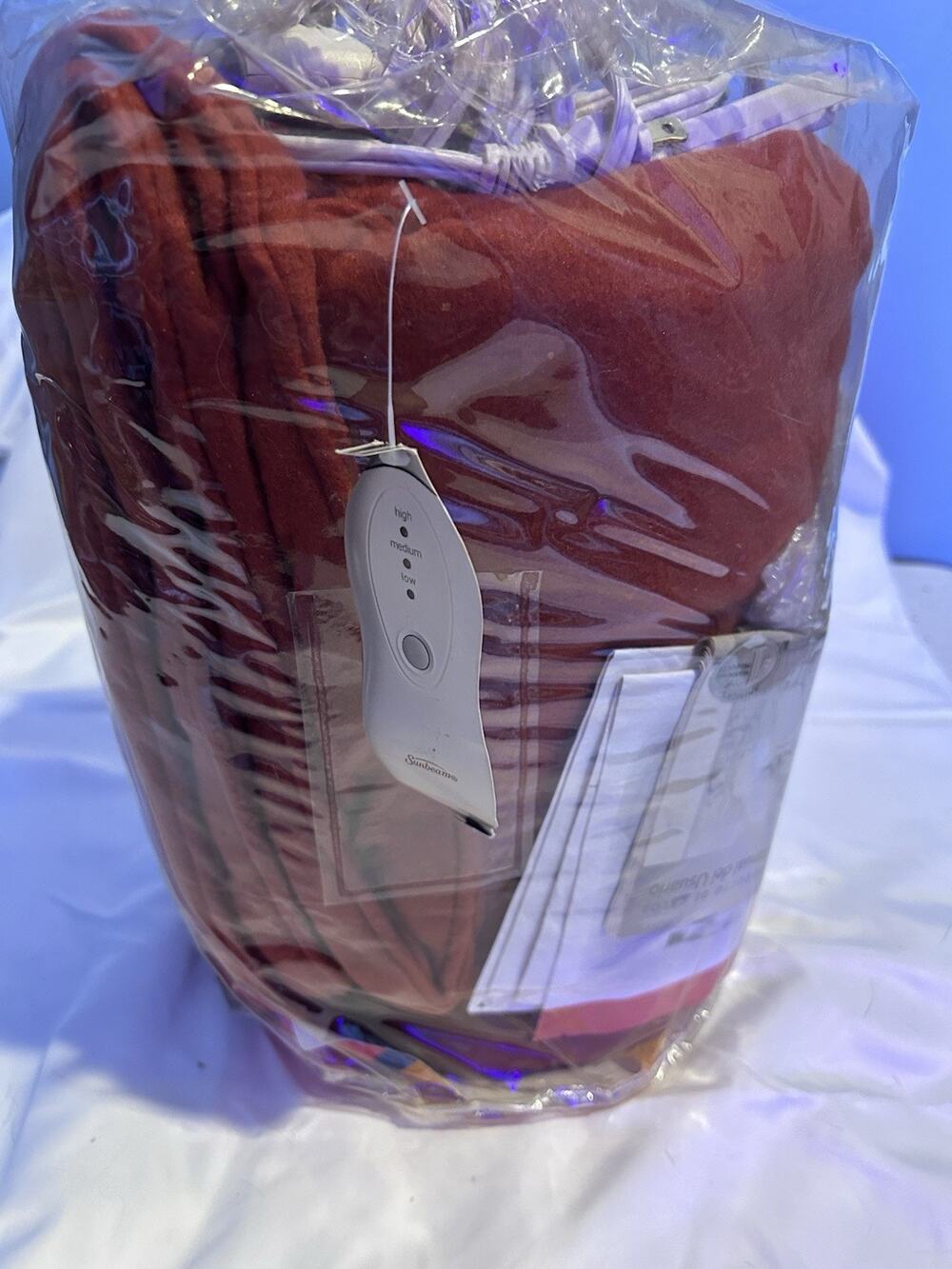 Sunbeam Heated Throw Blanket Fleece Red/rust Color New